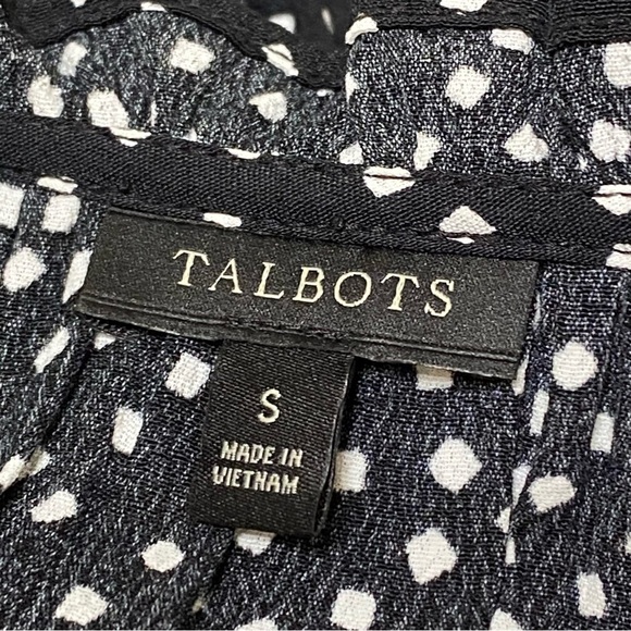 Talbots Black White Dot Whimsigoth Midi Dress Tie Sleeves Size Small - Picture 4 of 6